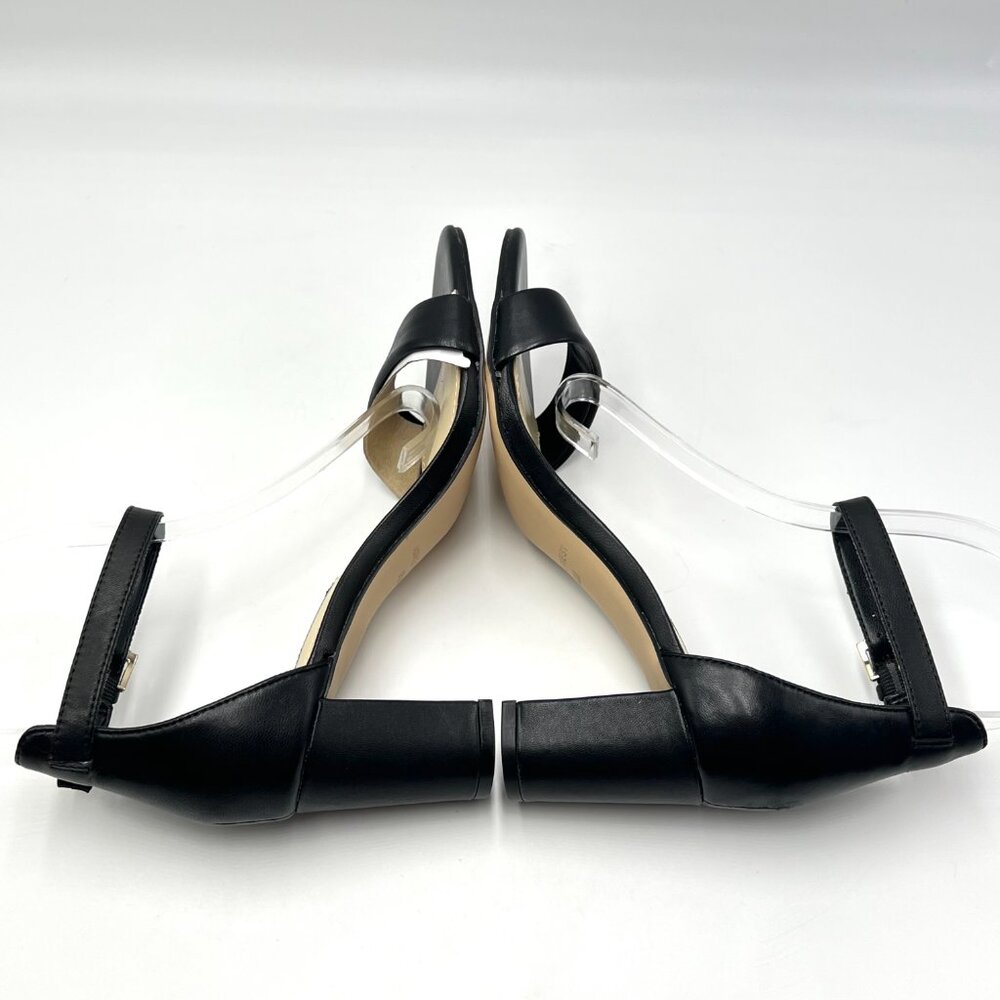 Nine West Womens 6.5 Pruce Black Leather Classic Block Heel Sandals Heels‎ Shoes - Picture 8 of 15